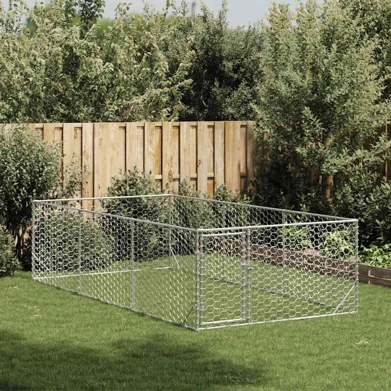 Caseta Para Perros De Exterior Con Puerta 2x4x1 M De Acero Galvanizado