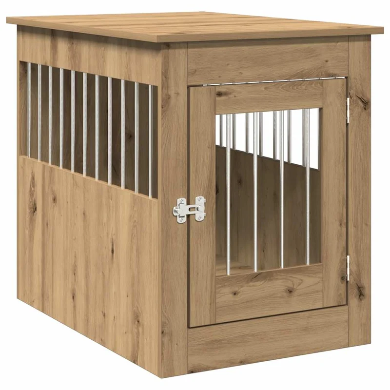 Jaula Para Perros Madera Ingeniería Roble Artesanal 55x80x68 Cm