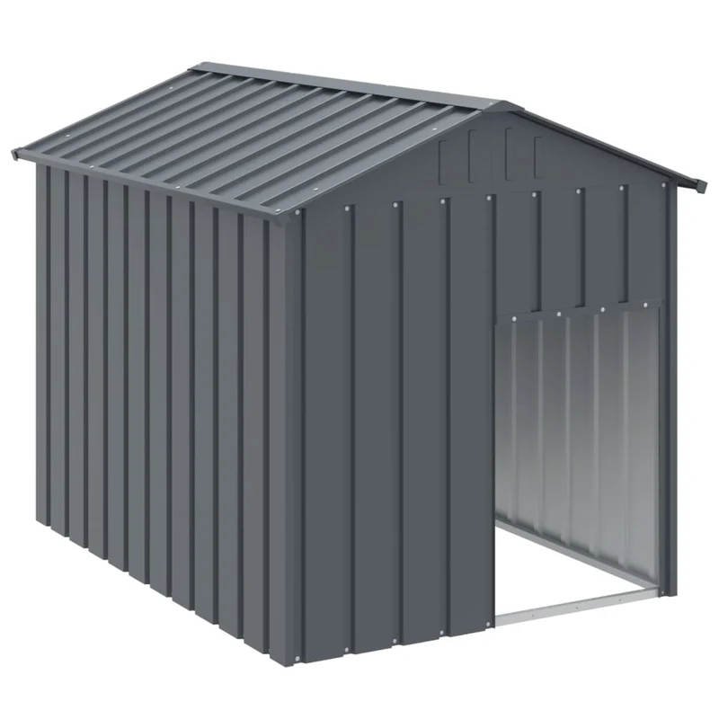 Caseta Perros Con Tejado Acero Galvanizado Gris 117x153x123 Cm