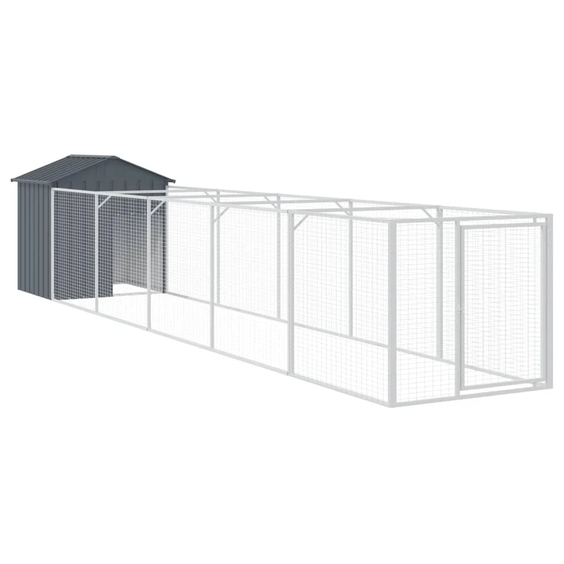 Caseta Perros Con Tejado Acero Galvanizado Gris 117x609x123 Cm