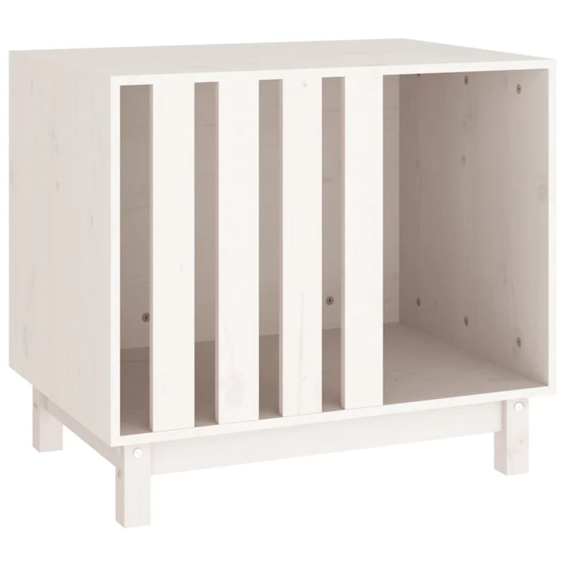 Caseta Para Perros Madera Maciza De Pino Blanco 70x50x62 Cm