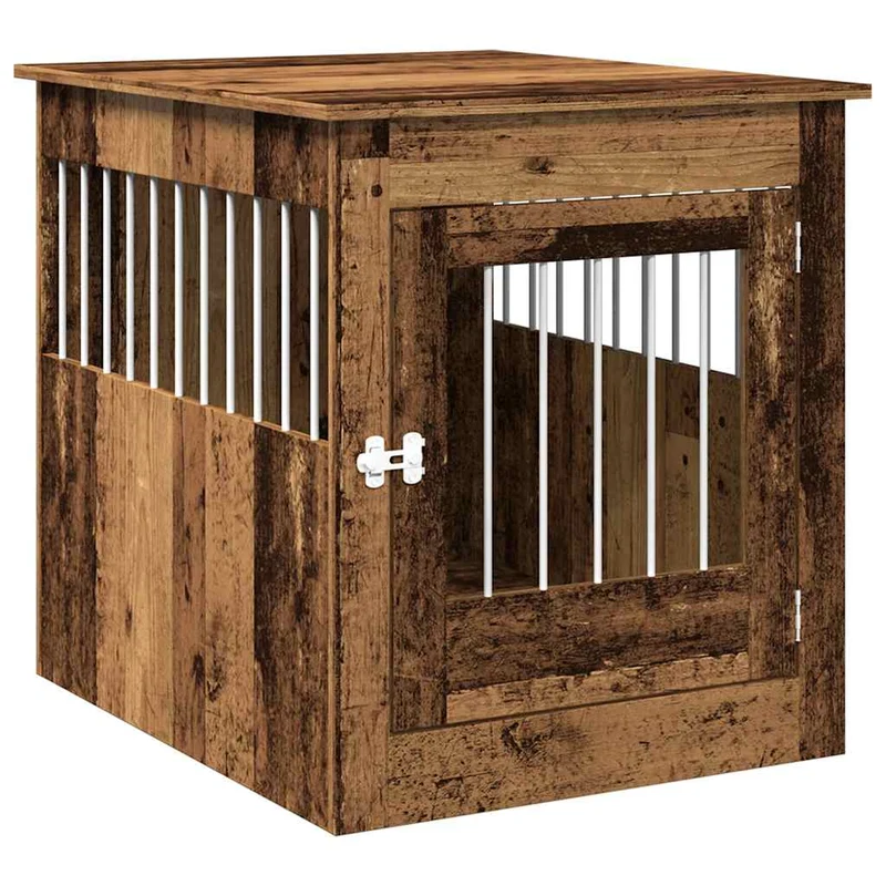 Jaula Para Perros Madera Ingeniería Madera Vieja 64,5x80x71 Cm