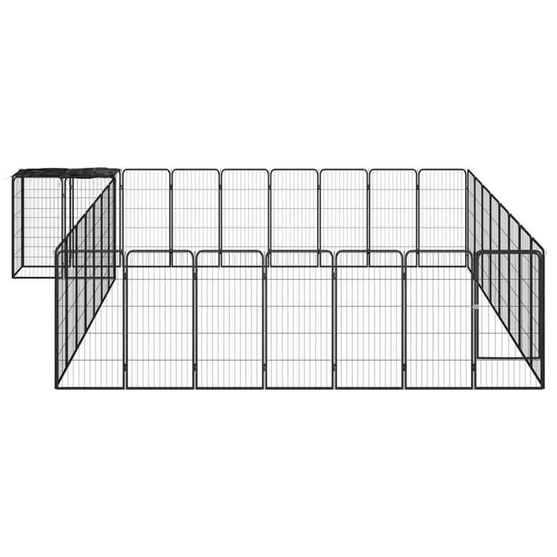 Jaula Perros 34 Paneles Acero Recubierto Polvo Negro 50x100 Cm