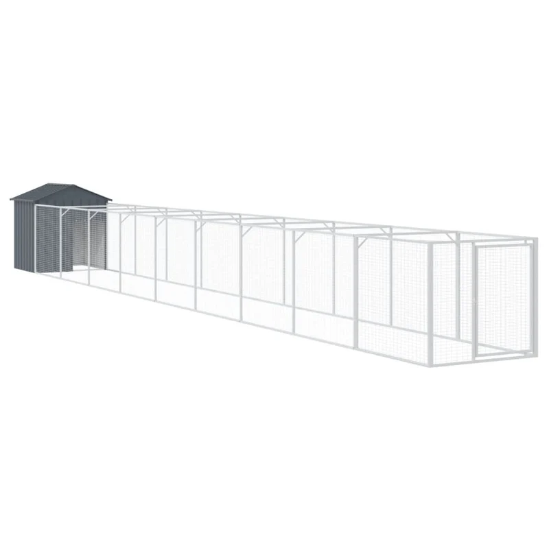 Caseta Perros Con Tejado Acero Galvanizado Gris 117x1017x123 Cm