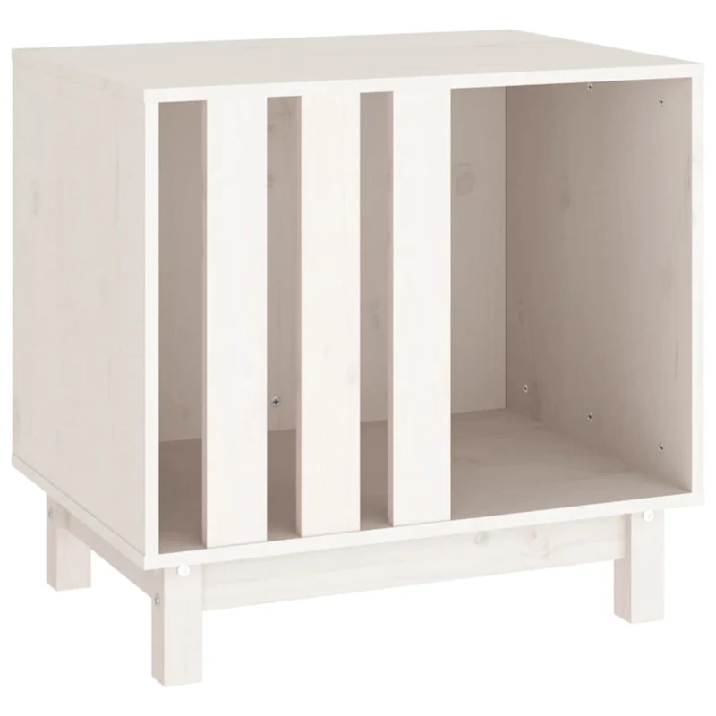 Caseta Para Perros Madera Maciza De Pino Blanco 60x45x57 Cm