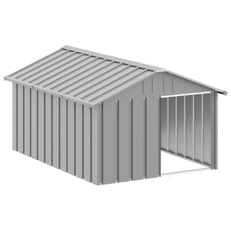 Casa Para Perros Acero Galvanizado Gris 116,5x153x81,5 Cm