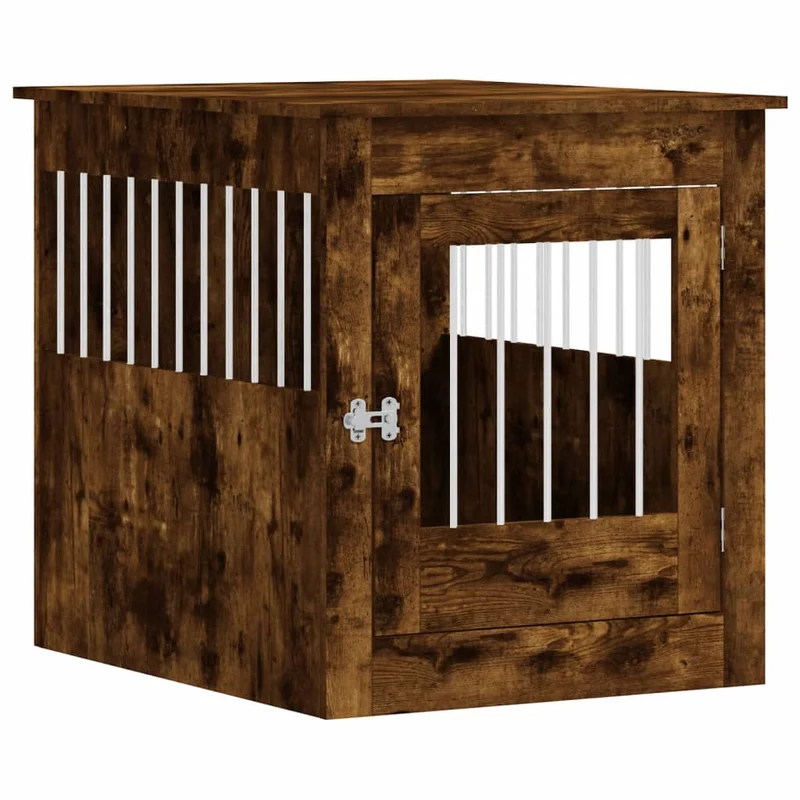 Jaula Para Perros Madera Ingeniería Roble Ahumado 64,5x80x71 Cm
