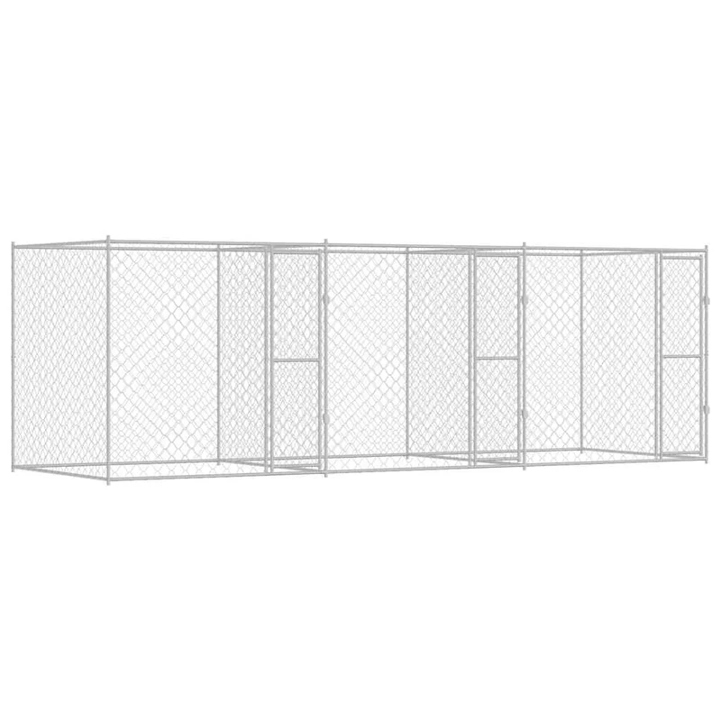 Jaula Para Perro Plateado 600 X 200 X 200 Cm Acero Galvanizado
