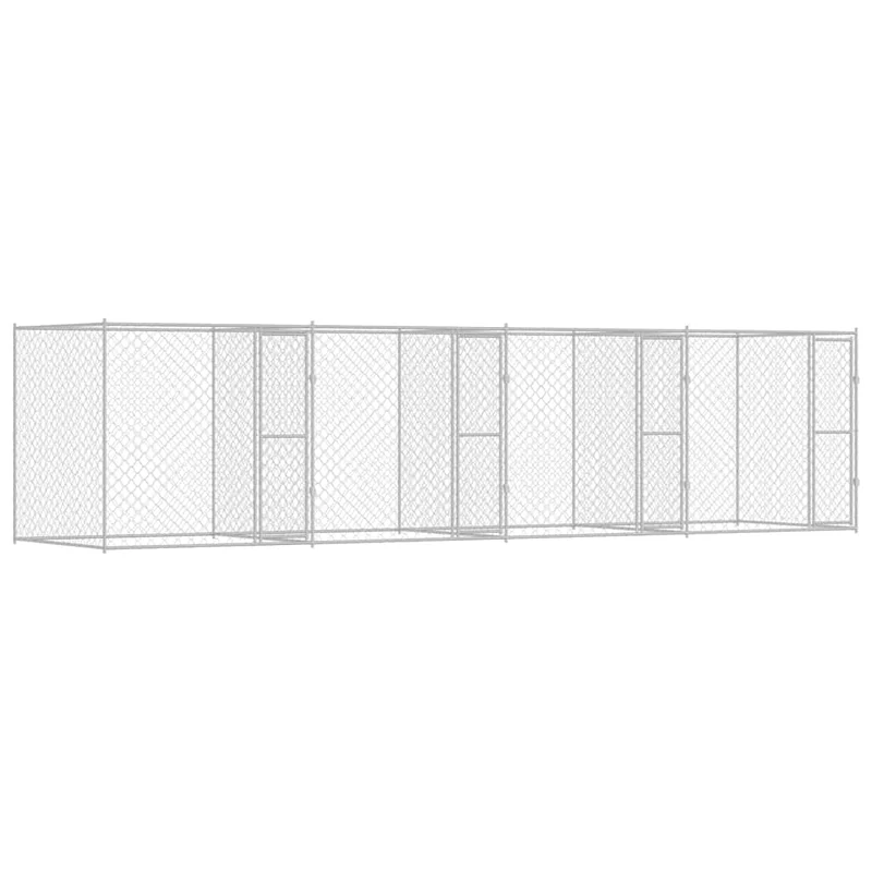 Jaula Para Perro Plateado 800 X 200 X 200 Cm Acero Galvanizado