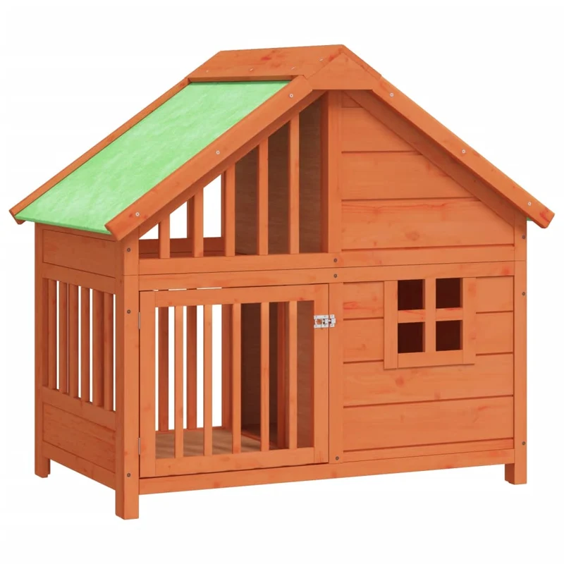 Caseta Para Perros Madera Maciza De Pino Marrón 96x60,5x87 Cm