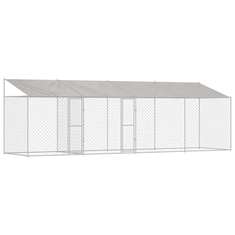Jaula Para Perro Con Techo Plateado 800 X 200 X 256 Cm