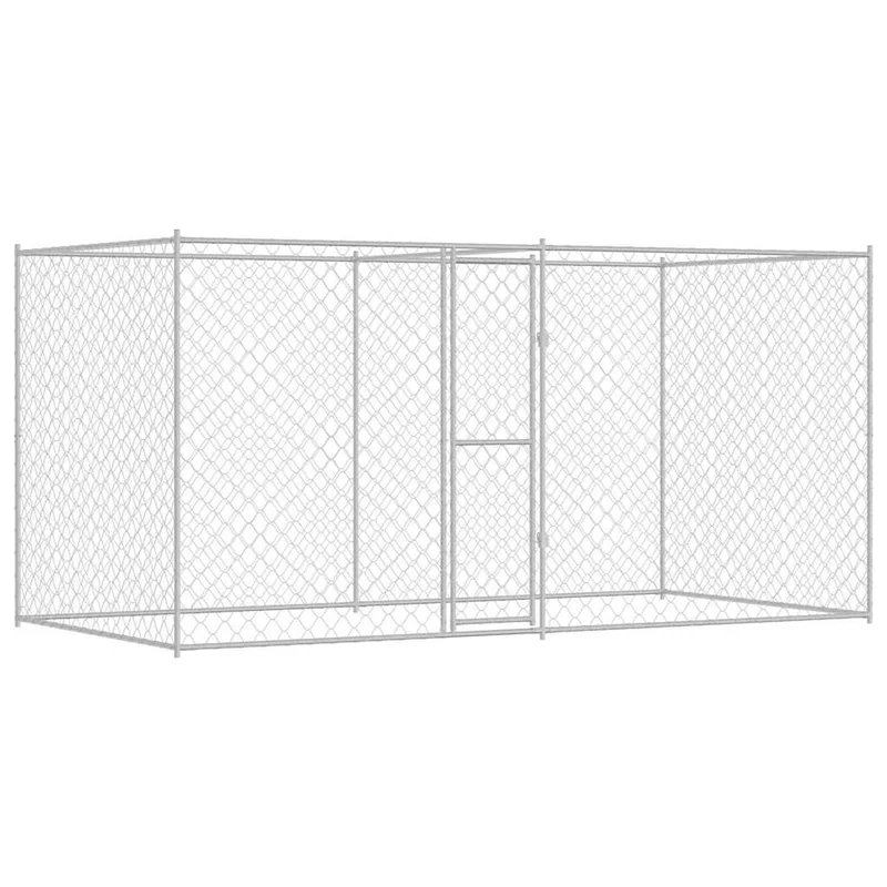 Jaula Para Perro Plateado 400 X 200 X 200 Cm Acero Galvanizado