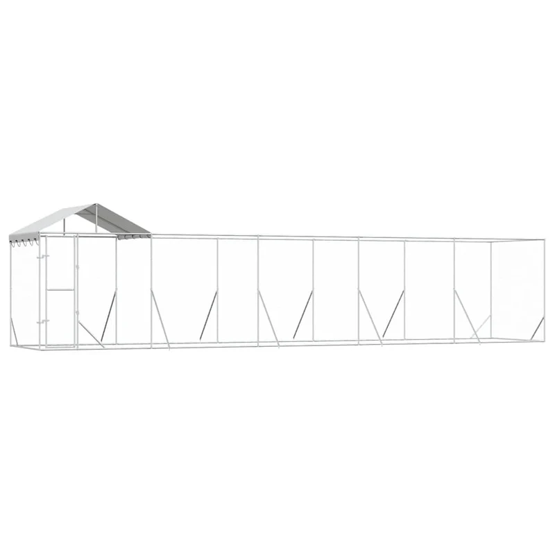 Perrera De Exterior Con Techo Acero Galvanizado Plata 10x2x2,5m
