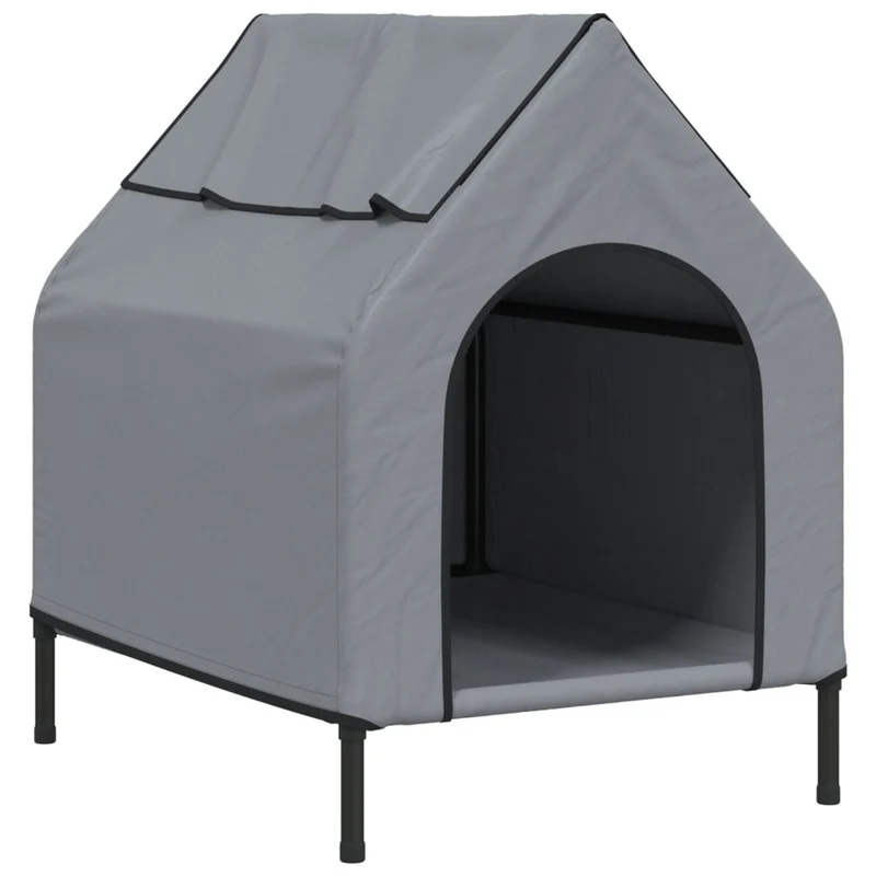 Casa Para Perros Tela Oxford Y Acero Gris Claro