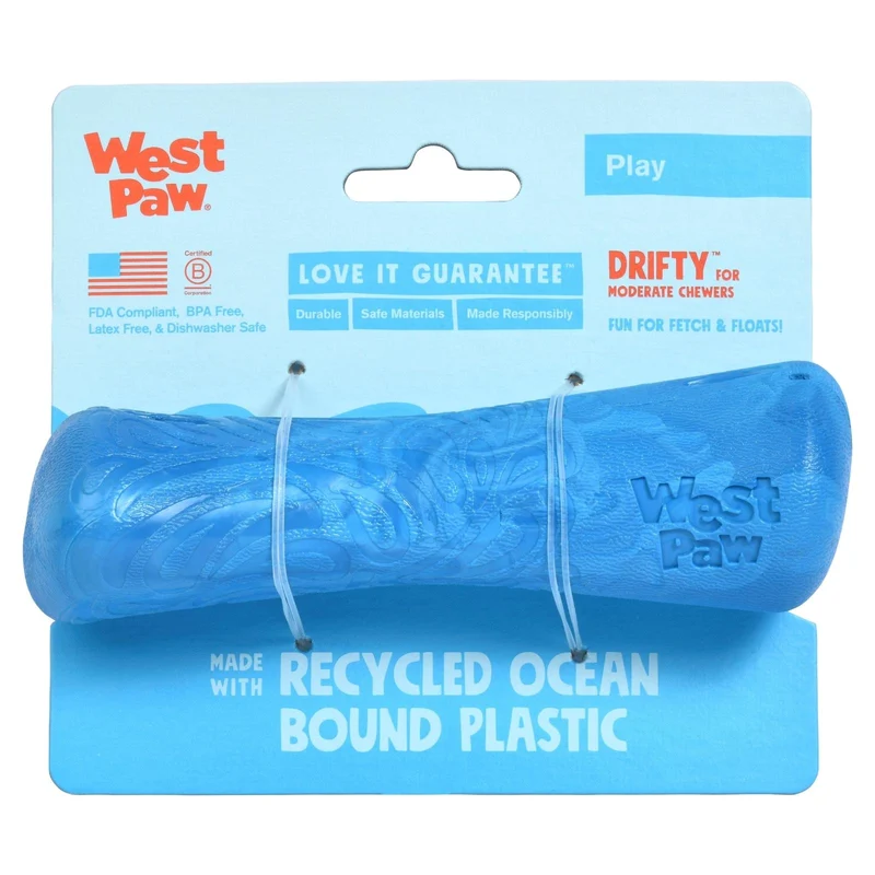 DRIFTY de West Paw® color Azul Surf - Hueso de Juguete para Perros