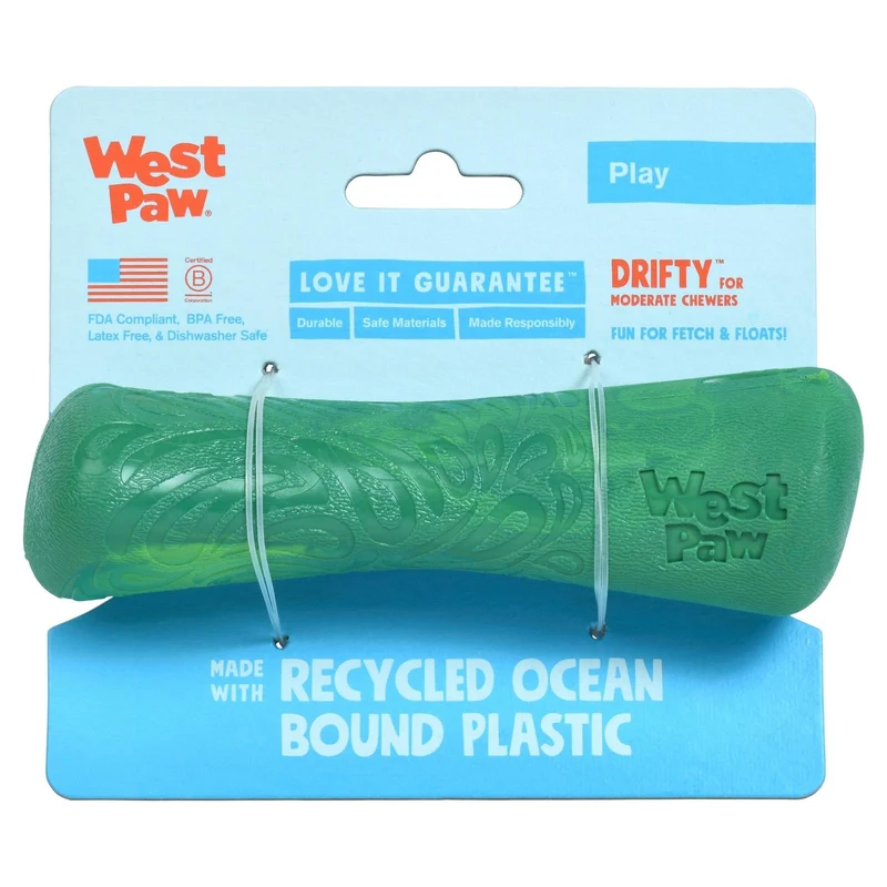 DRIFTY de West Paw® color Verde Esmeralda - Hueso de Juguete para Perros