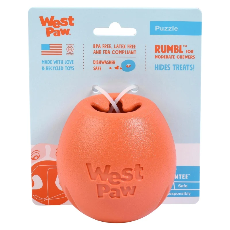 RUMBL de West Paw® color Naranja - Juguete Dispensador de Premios y Croquetas para Perros