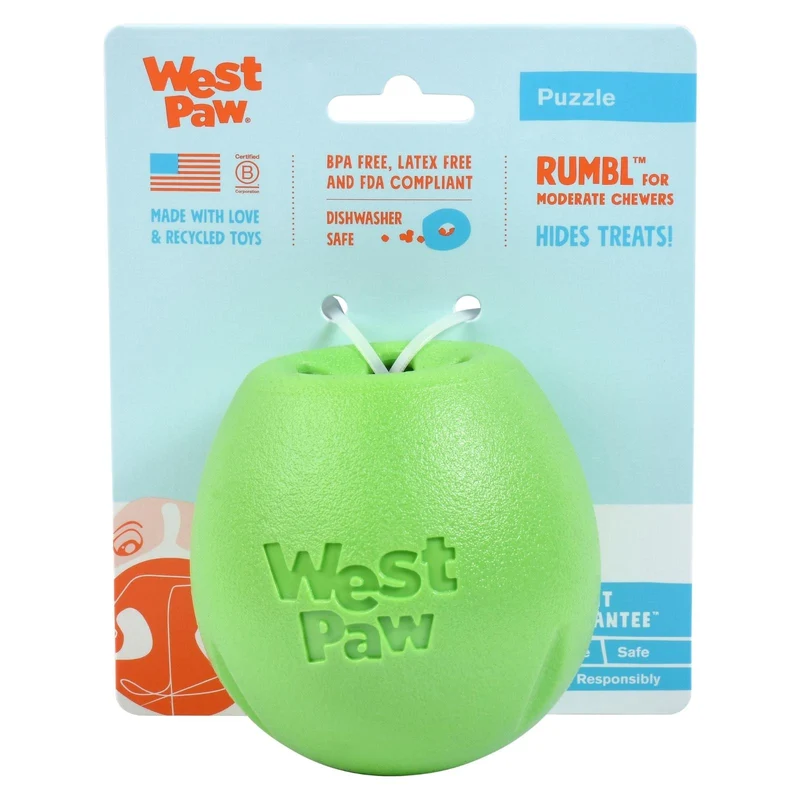 RUMBL de West Paw® color Verde - Juguete Dispensador de Premios y Croquetas para Perros