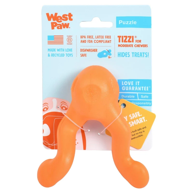 TIZZI de West Paw® color Naranja - Juguete Escondite de Premios para Perros