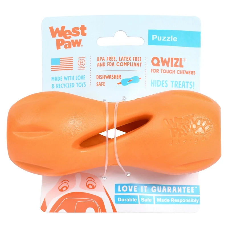QWIZL de West Paw® color Naranja – Juguete Dispensador de Premios para Perros