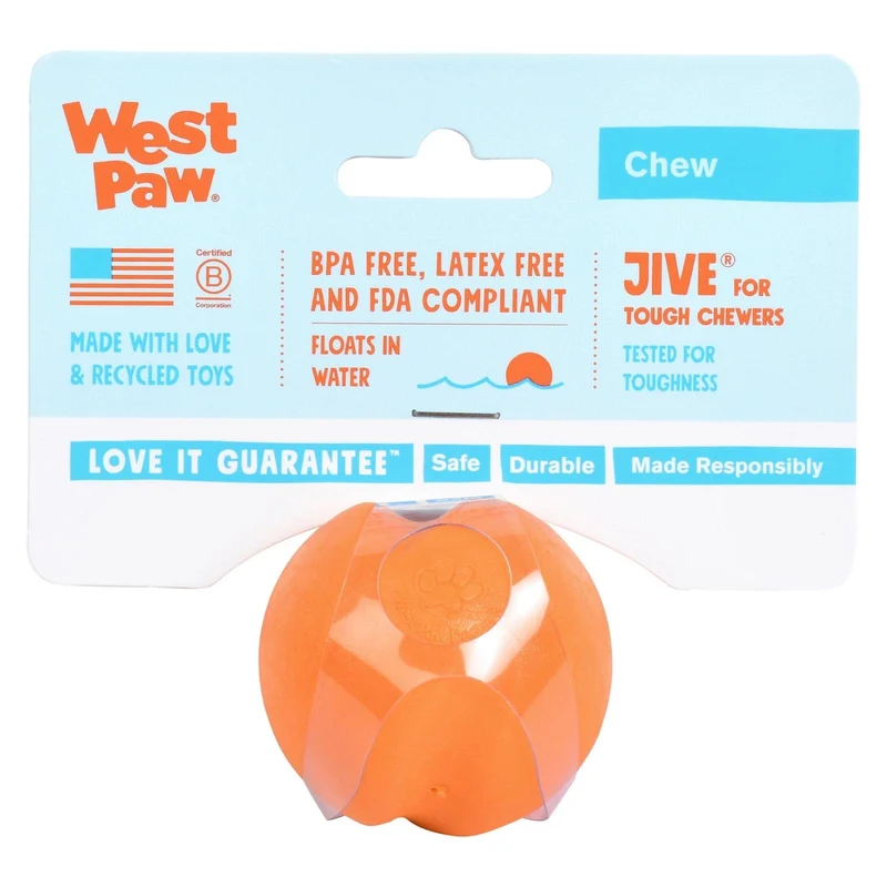 JIVE de West Paw® color Naranja - Pelota de Juguete para Perros