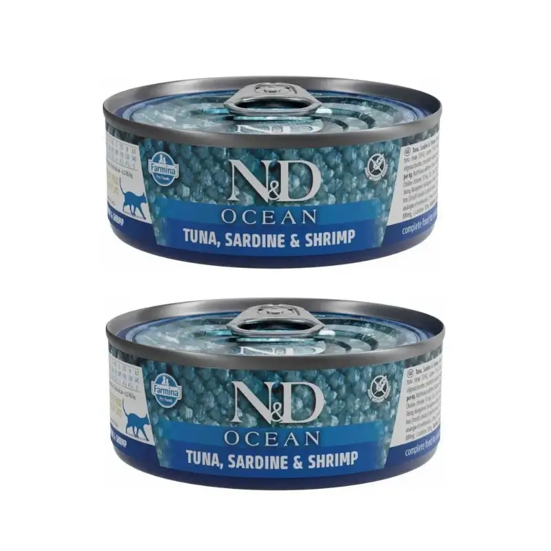 Farmina N&D Cat Ocean Tuna Sardine Shrimp 30X70Gr, Pack Of 2