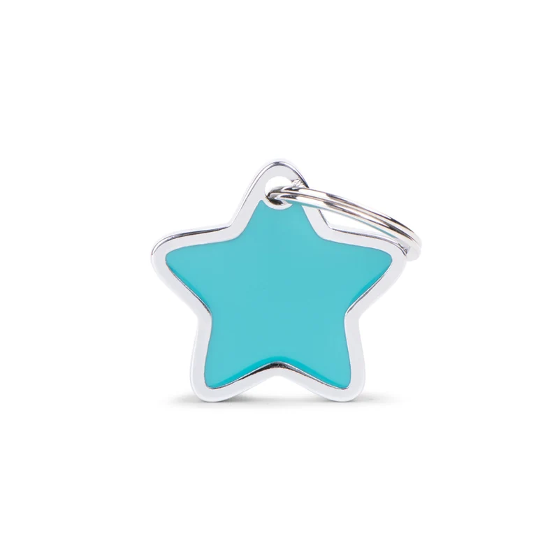 Placa ID Chica en Forma de Estrella Azul para Perros