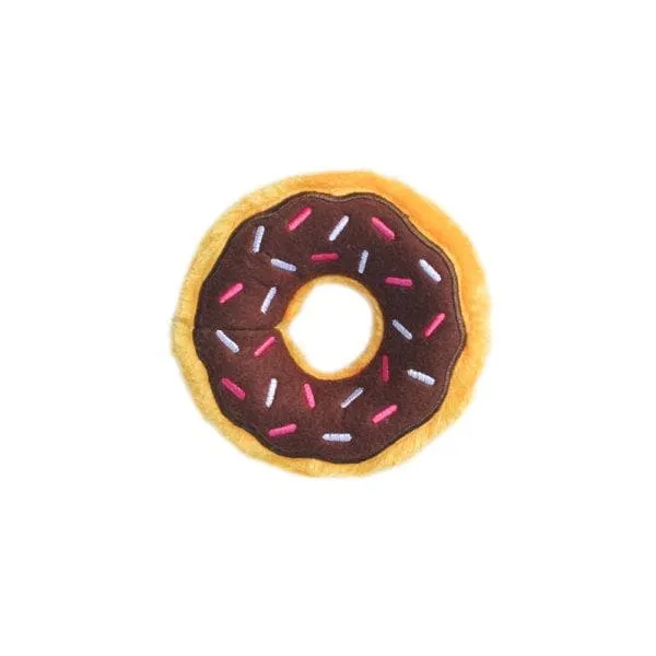 Donutz Dona Miniatura de Chocolate de Peluche con Sonido Squeaker - Zippy Mini Donutz Chocolate
