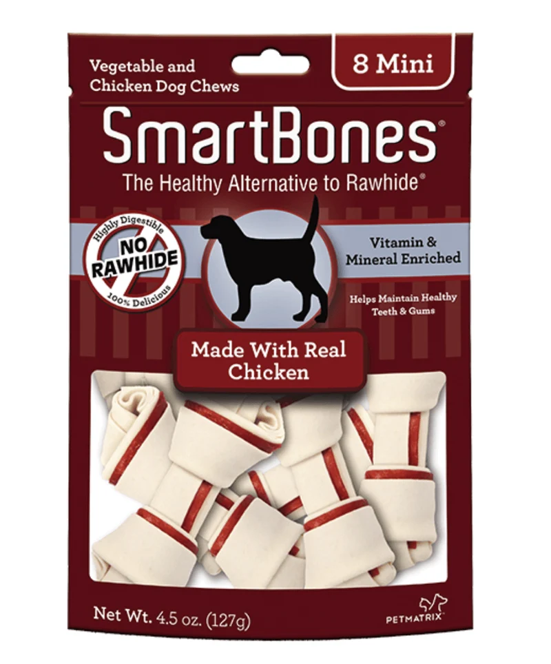 SmartBones Huesos Mini de Pollo 8 pz - Premios Tipo Carnaza pero Saludables
