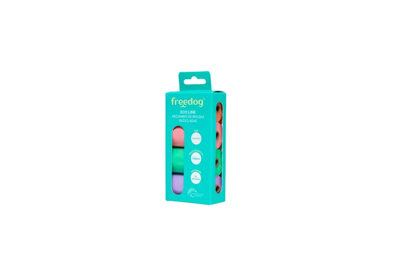 Pack de 4 rollos de bolsas (60pcs) colores pastel - hechas con botellas de plástico recicladas