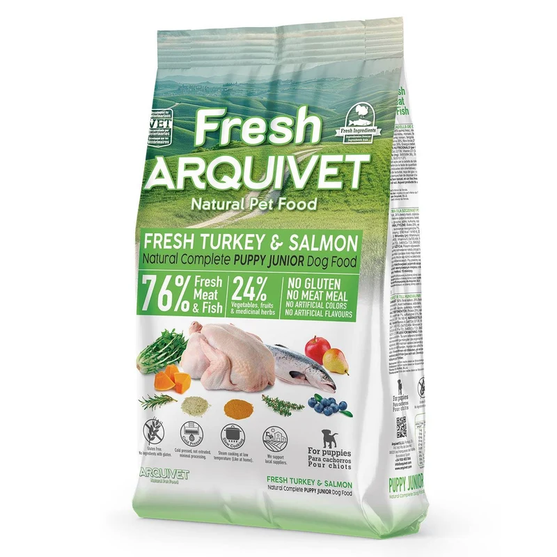 Pienso semihúmedo Arquivet Fresh - Pavo y Salmón - Cachorros