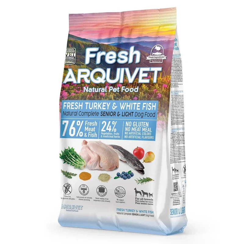 Pienso semihúmedo Arquivet Fresh - Pavo y Pescado blanco - Senior light