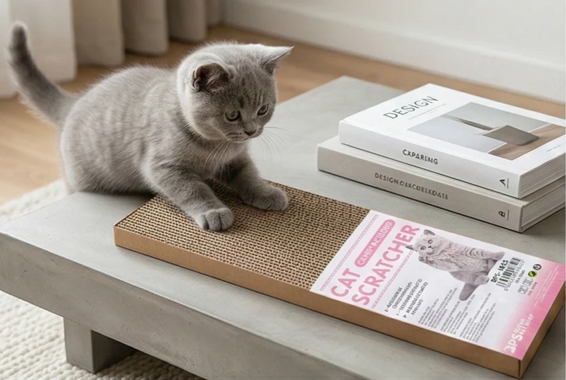 Rascador de cartón para gatos con catnip