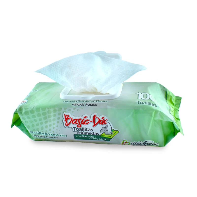 Toallitas Húmedas Aloe Vera y Clorhexidina Basic-Din 100 Unidades