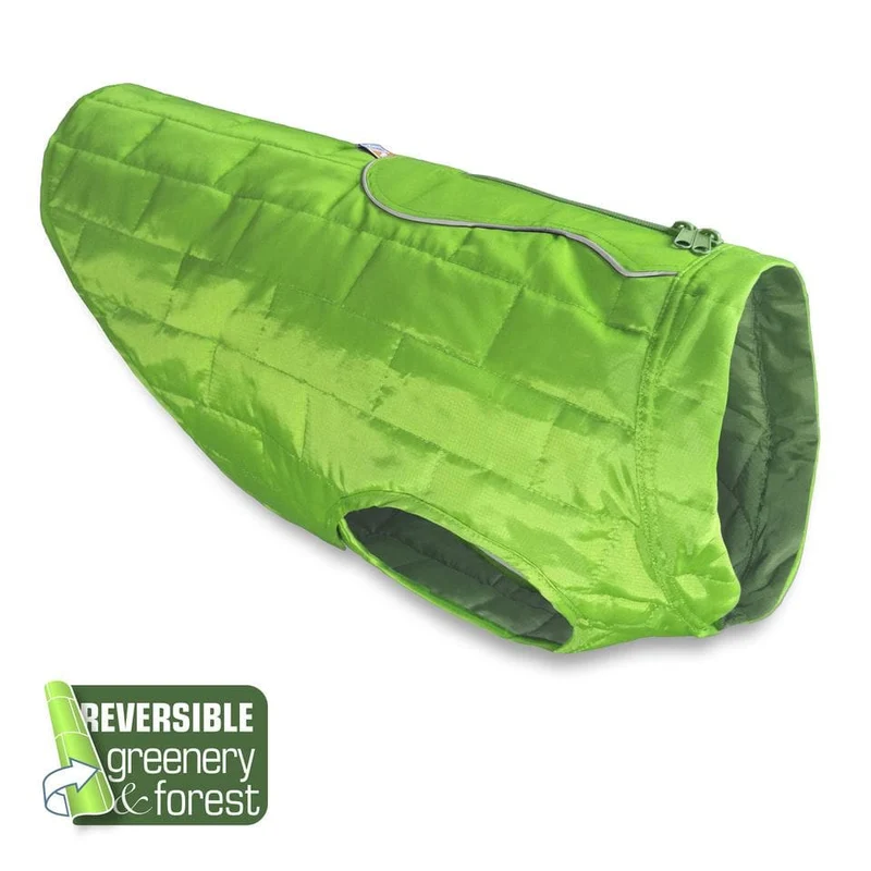 Chamarra Reversible Impermeable para Perro Verde/Verde Bosque