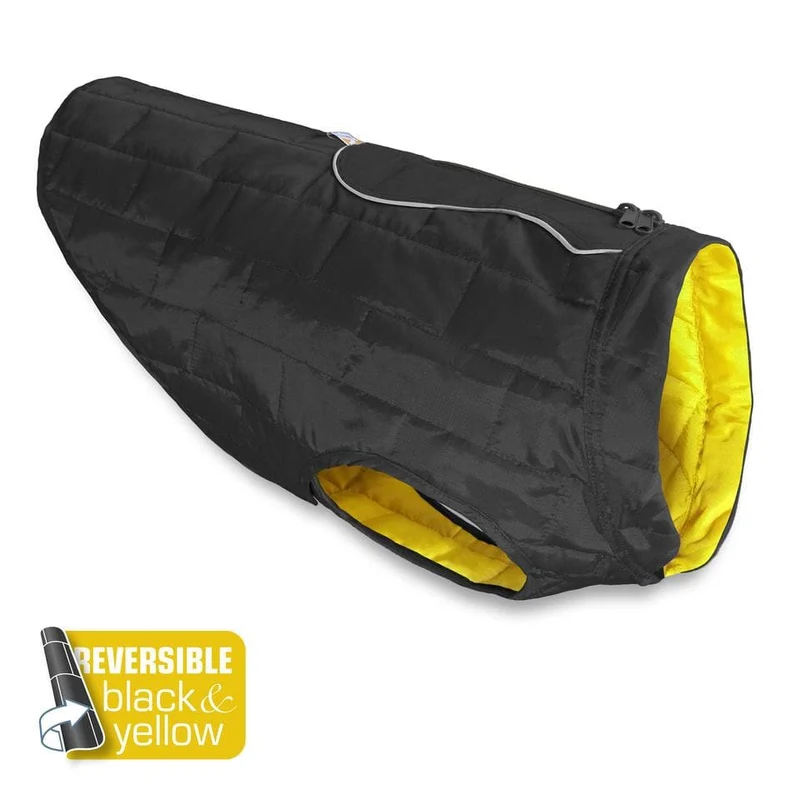 Chamarra Reversible Impermeable para Perro Negra / Amarilla