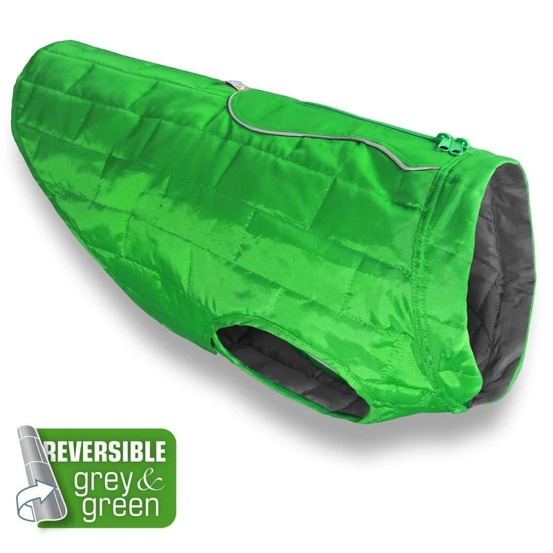 Chamarra Reversible Impermeable para Perro Verde / Gris