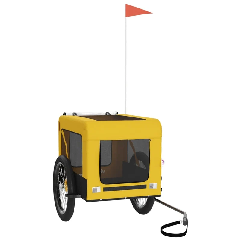 Remolque Bicicleta Mascotas Hierro Tela Oxford Amarillo Negro