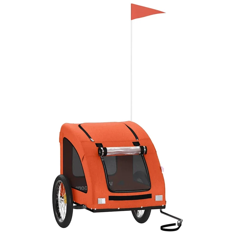Remolque De Bicicleta Mascotas Hierro Tela Oxford Naranja