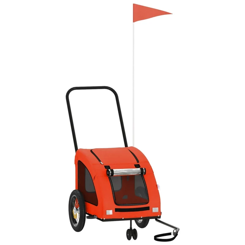 Remolque De Bicicleta Mascotas Hierro Tela Oxford Naranja Gris