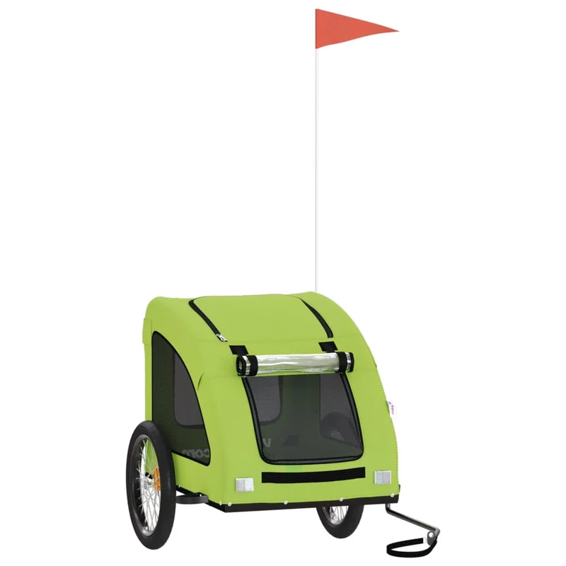 Remolque De Bicicleta Mascotas Hierro Tela Oxford Verde