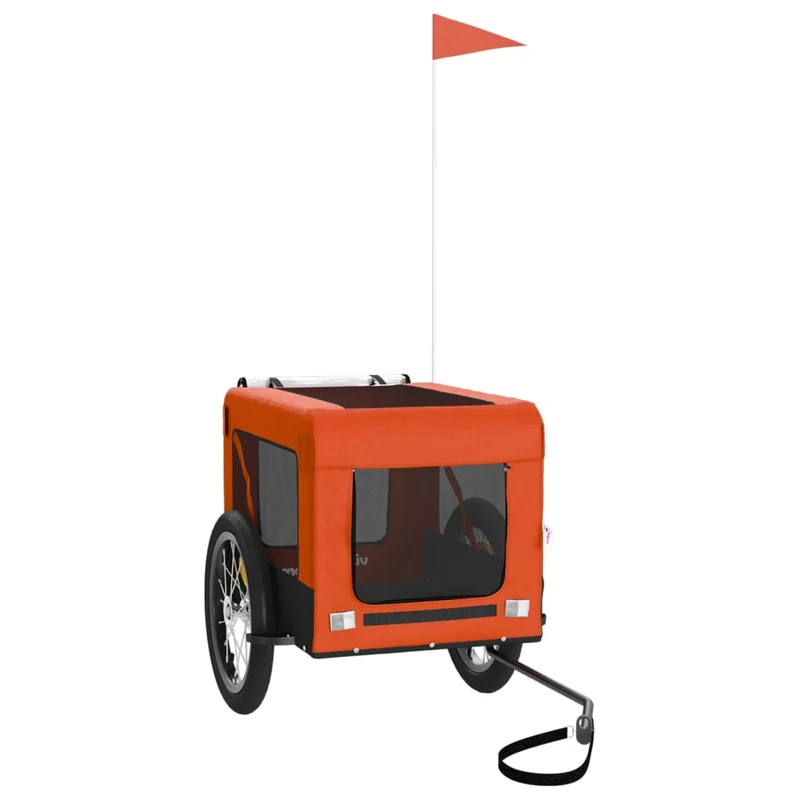 Remolque De Bicicleta Mascotas Hierro Tela Oxford Naranja Negro