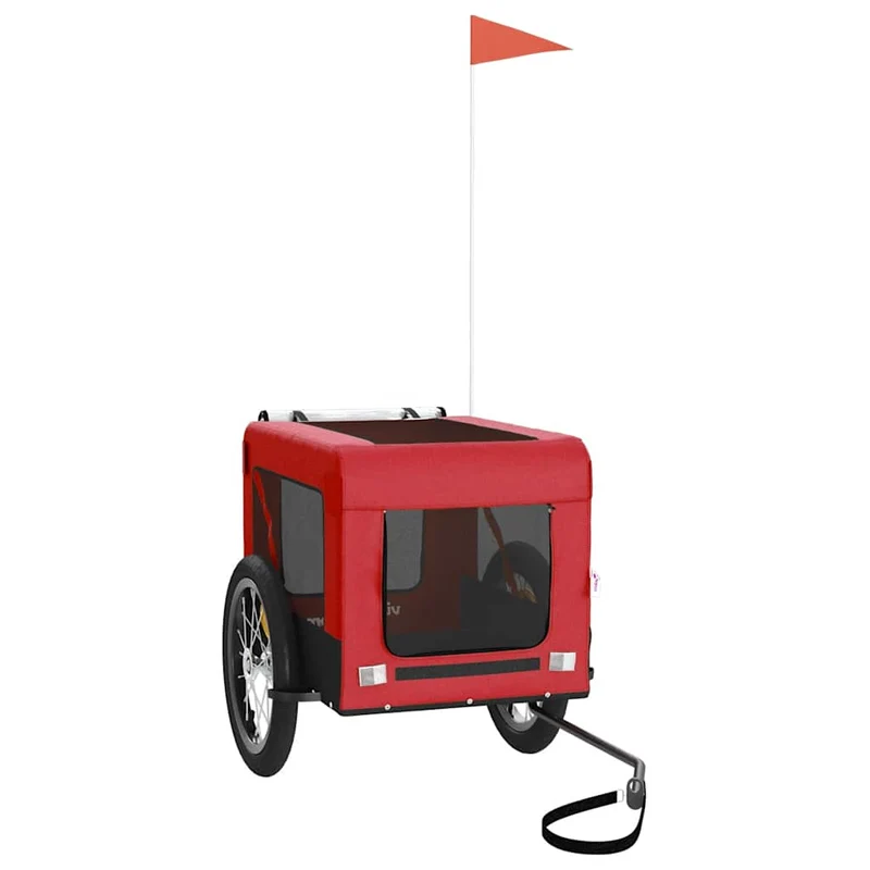 Remolque De Bicicleta Mascotas Hierro Tela Oxford Rojo Negro