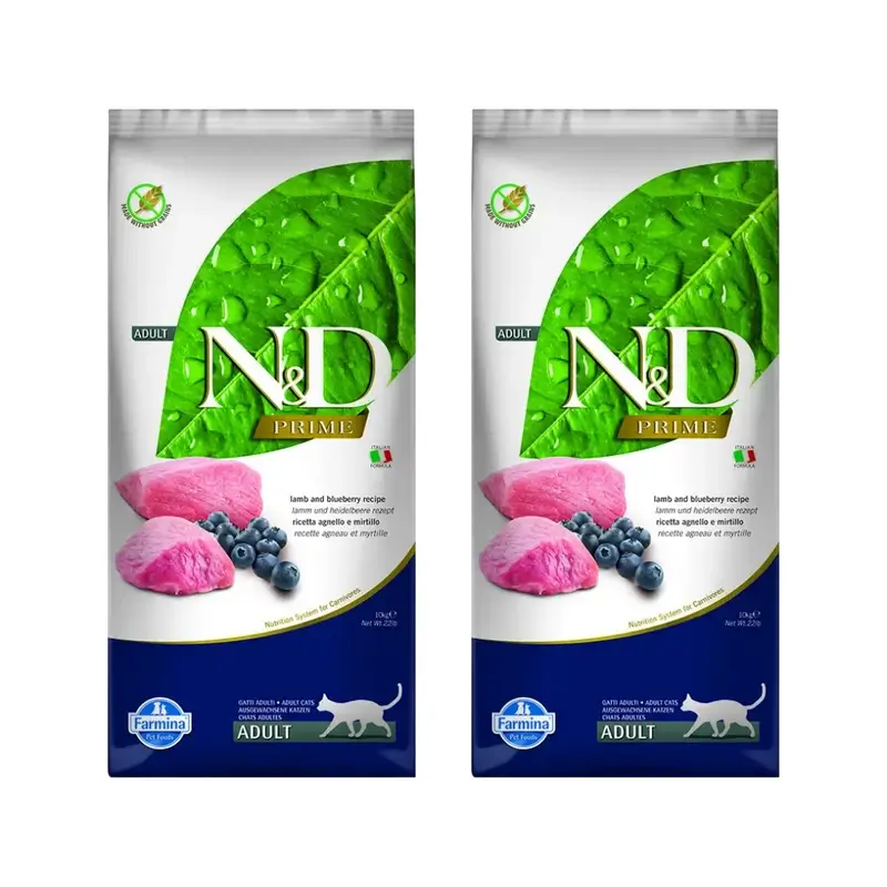 Farmina N&D Cat Prime Cordeiro 10Kg, Ração para Gatos, Embalagem de 2