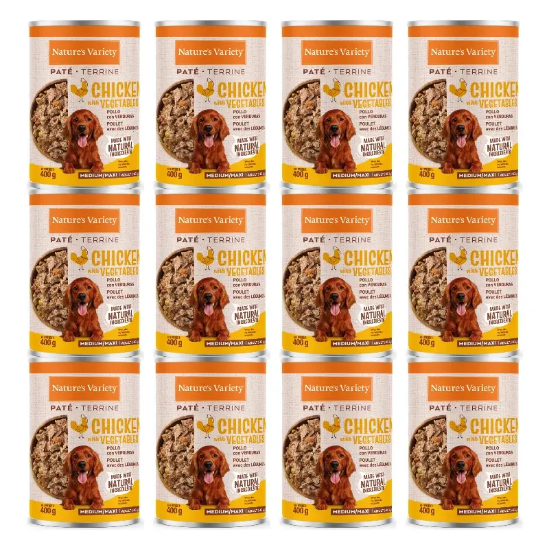 Nature'S Variety Comida Húmida para Cães, Adulto de Tamanho Médio, com Frango, Embalagem Individual, 12 x 400 g