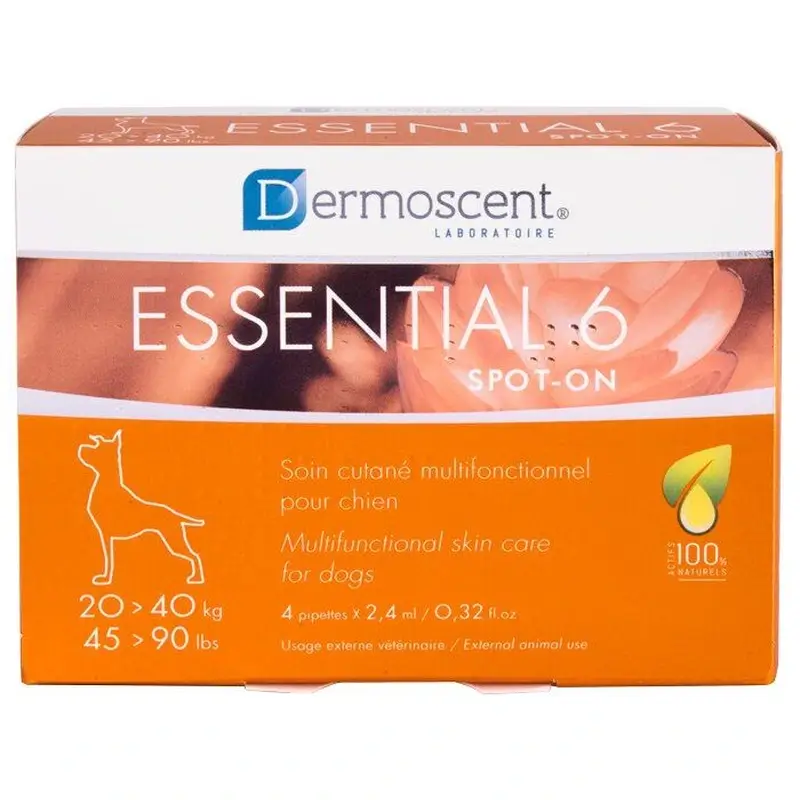 Dermoscent Essential 6 Spot-On Perro 20 40 kilos 4 pipetas, 4 unidades