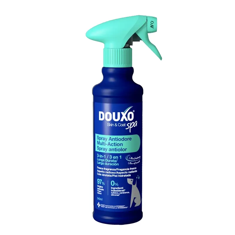 Douxo Skin & Coat Spa Spray Multifuncional Anti-odor para Cães, 340 ml