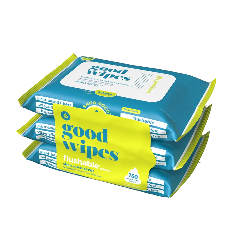 Goodwipes Flushable & Biodegradable Wipes with Botanicals, Shea Coco, 3 Packs
