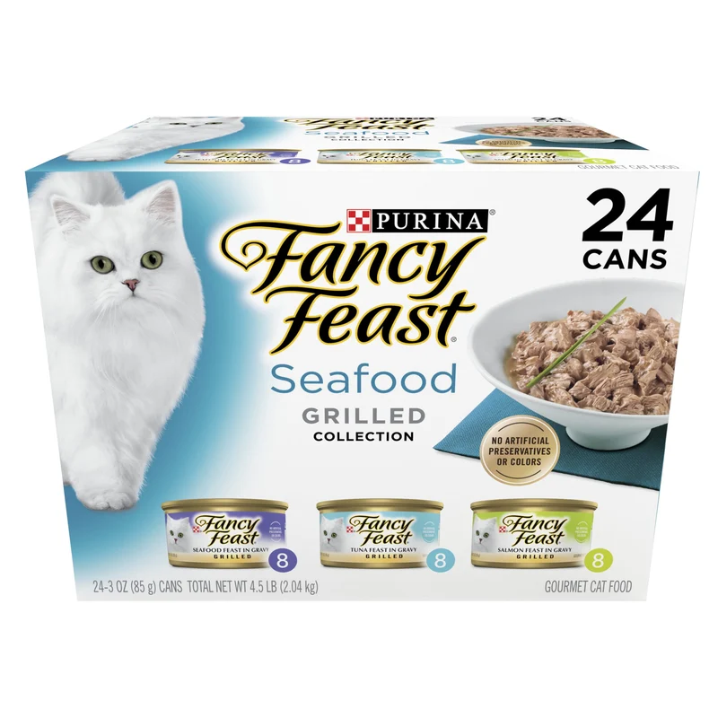 Purina Fancy Feast Grilled Seafood Gourmet Wet Cat Food Variety Pack (24) 3 oz.