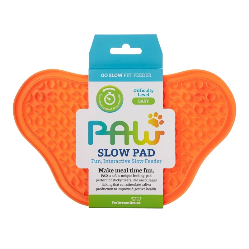 PAW Lick Mat Pad color Naranja con Ventosas de PetDreamHouse